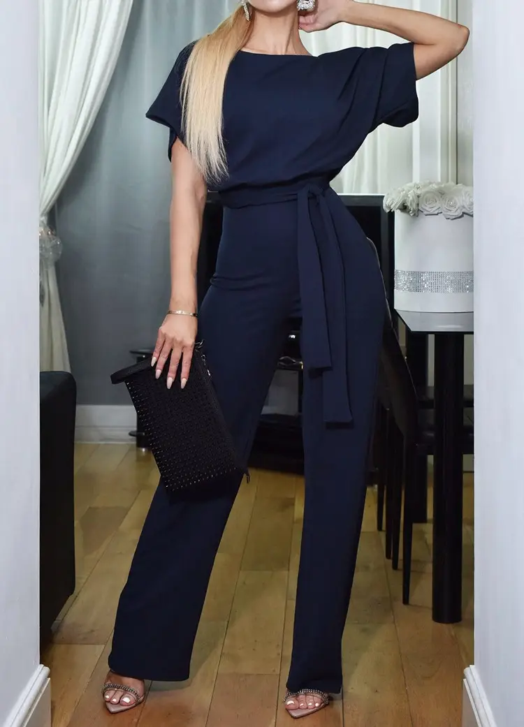 Women Pink Lace-Up Jumpsuit 2025 Summer — feature 5