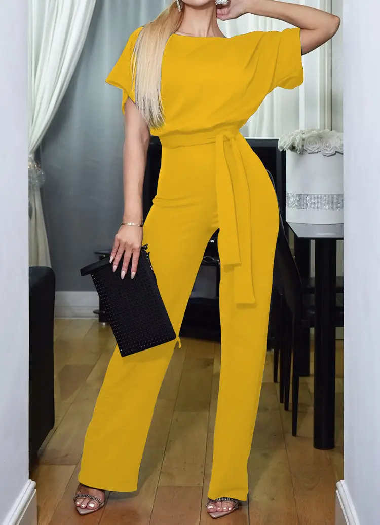Women Pink Lace-Up Jumpsuit 2025 Summer — feature 6