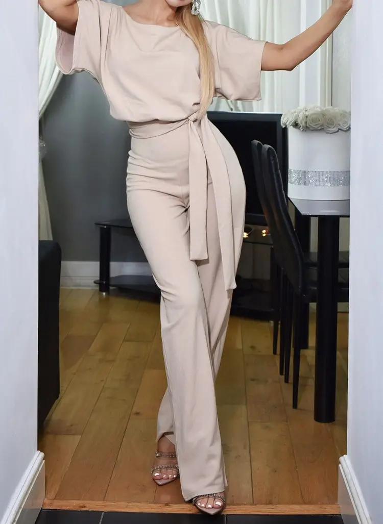 Women Pink Lace-Up Jumpsuit 2025 Summer - Image 3