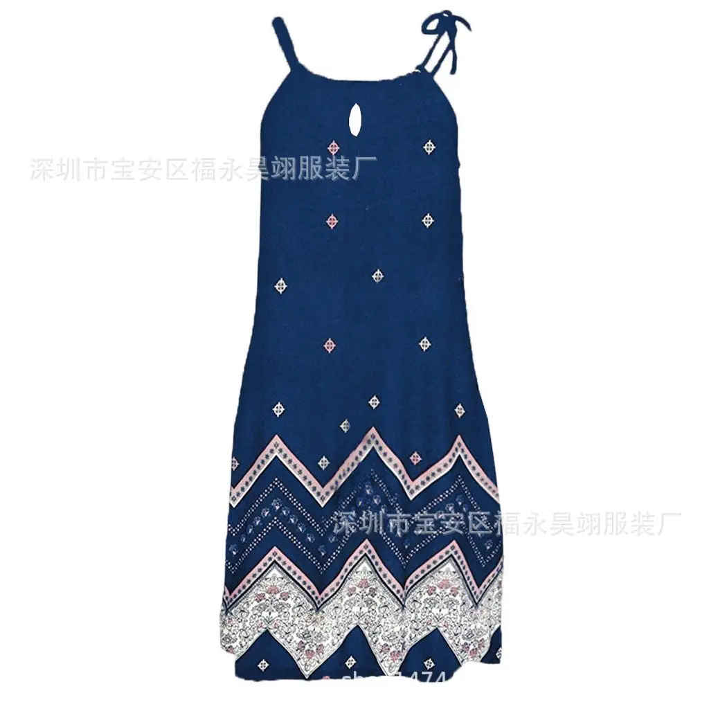 Women's Printed Sleeveless Dress Black Geometric Pattern - Image 9