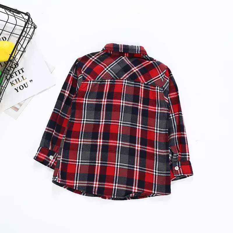 2021 Boys Plaid Long Sleeve Sunscreen Shirt Set