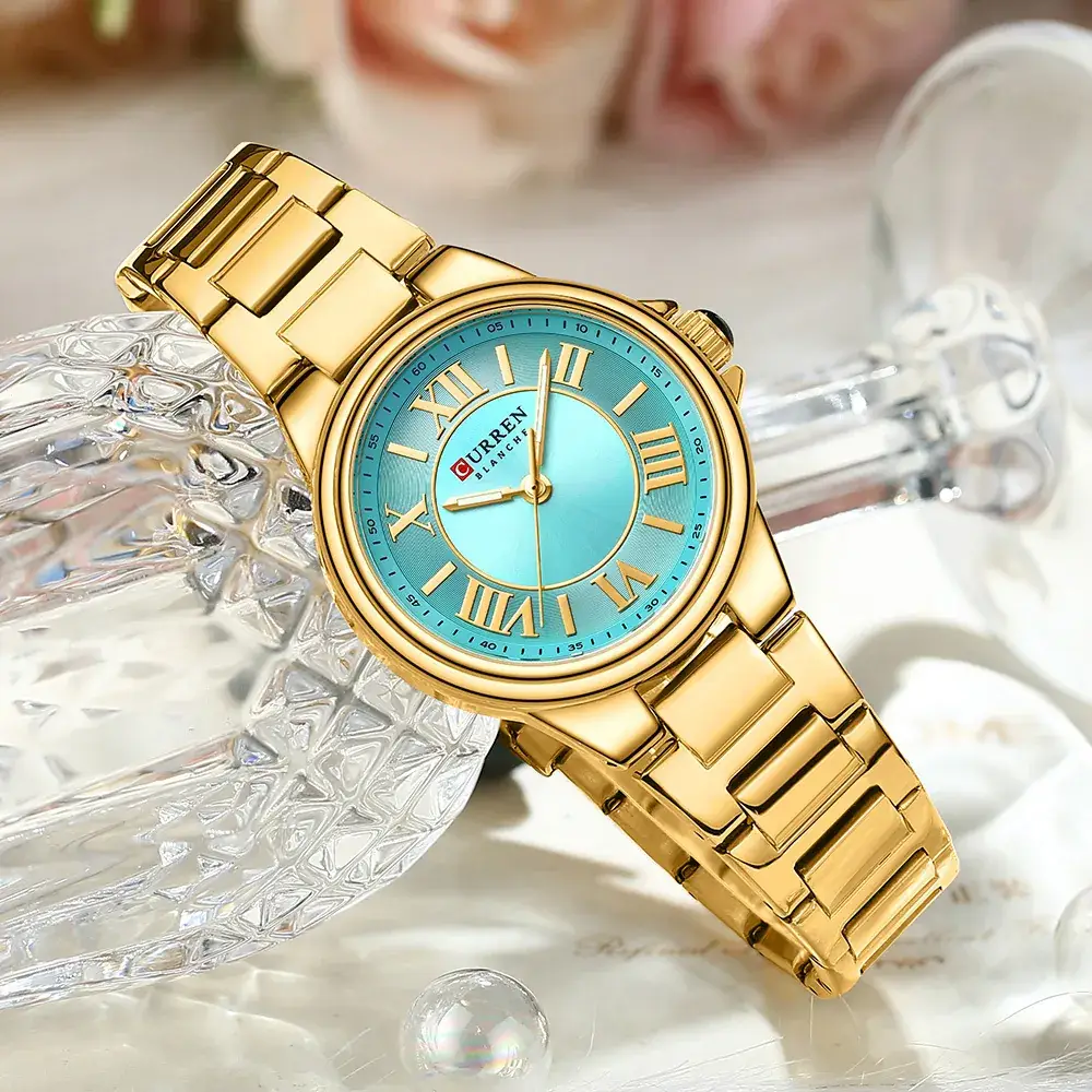 Women's Stainless Steel Quartz Watch with Rose Gold Dial