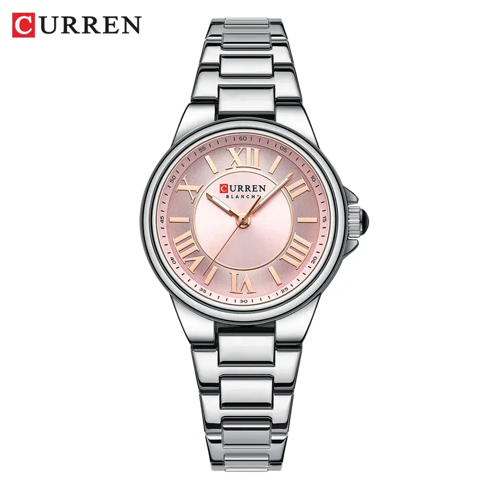 Women's Stainless Steel Quartz Watch with Rose Gold Dial