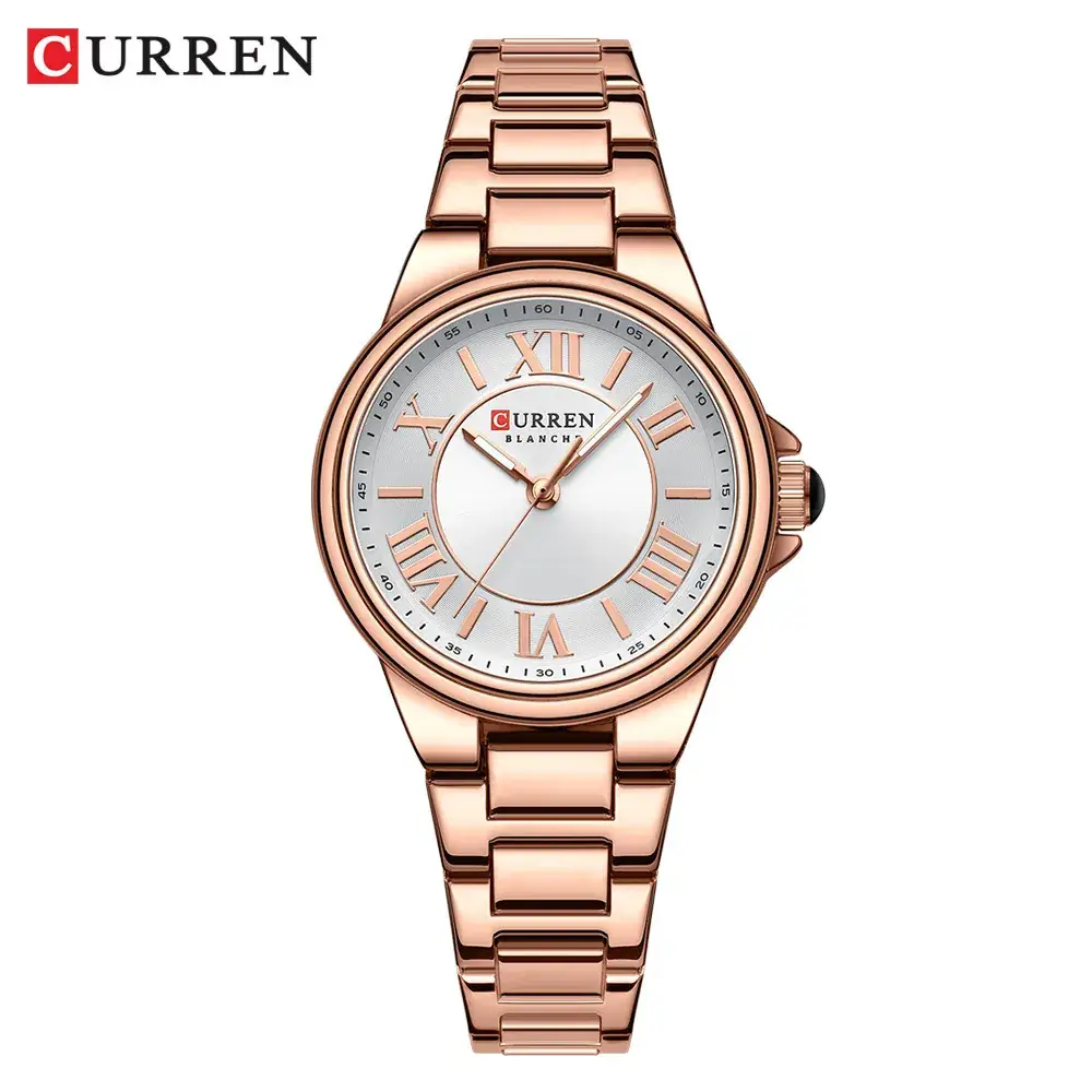 Women's Stainless Steel Quartz Watch with Rose Gold Dial