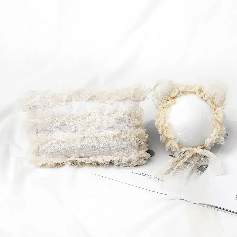 Green Ruffled Baby Hat Pillow Set Two-Piece Decor - Image 4