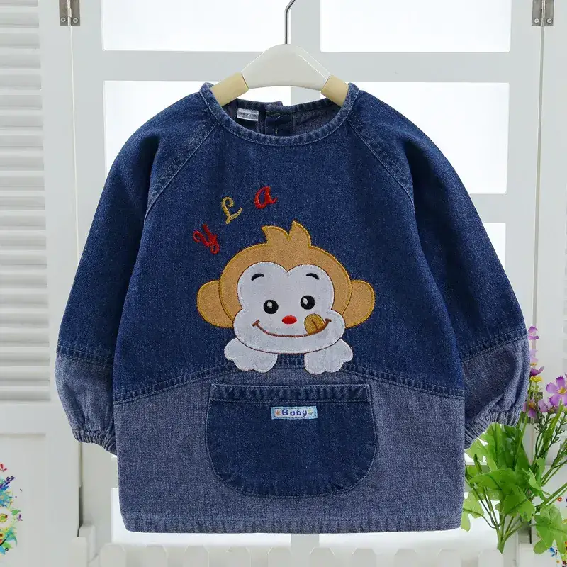Baby's Blue Cat Print Cotton Long Sleeve Shirt