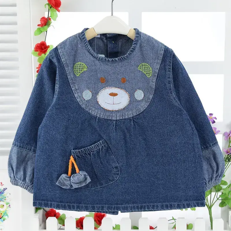 Baby's Blue Cat Print Cotton Long Sleeve Shirt