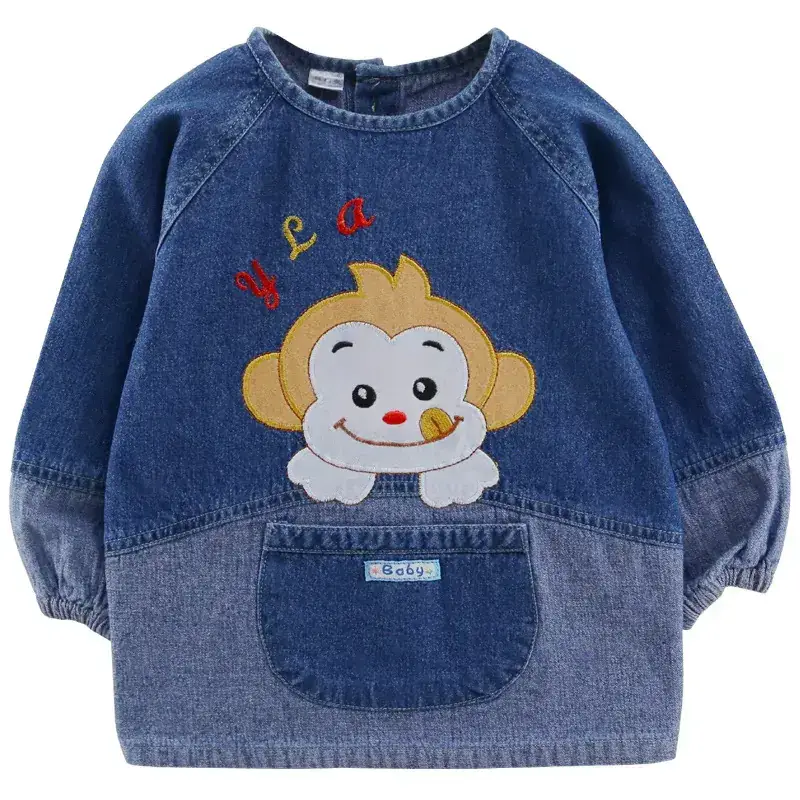 Baby's Blue Cat Print Cotton Long Sleeve Shirt