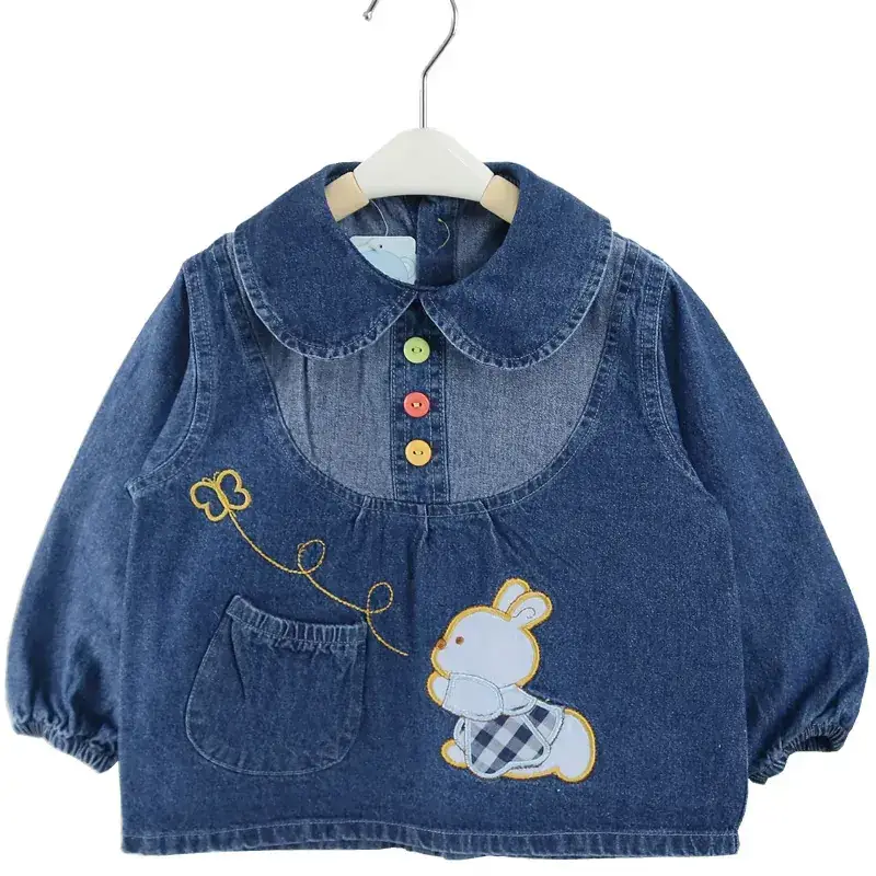 Baby's Blue Cat Print Cotton Long Sleeve Shirt