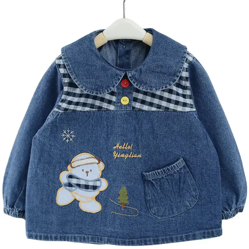 Baby's Blue Cat Print Cotton Long Sleeve Shirt