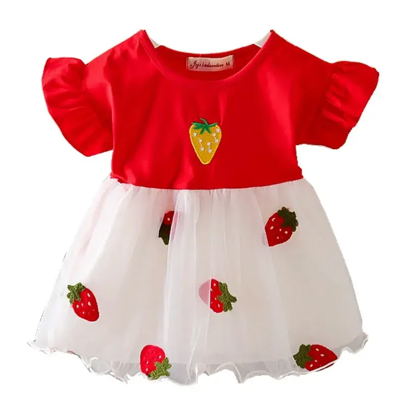 Baby Dress Strawberry Print Lace Mesh Summer - Image 7