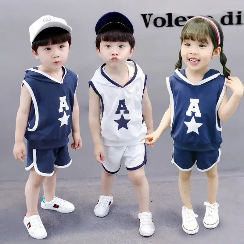 Kids Korean Style Vest Shorts Set Boys Girls Summer - Image 3