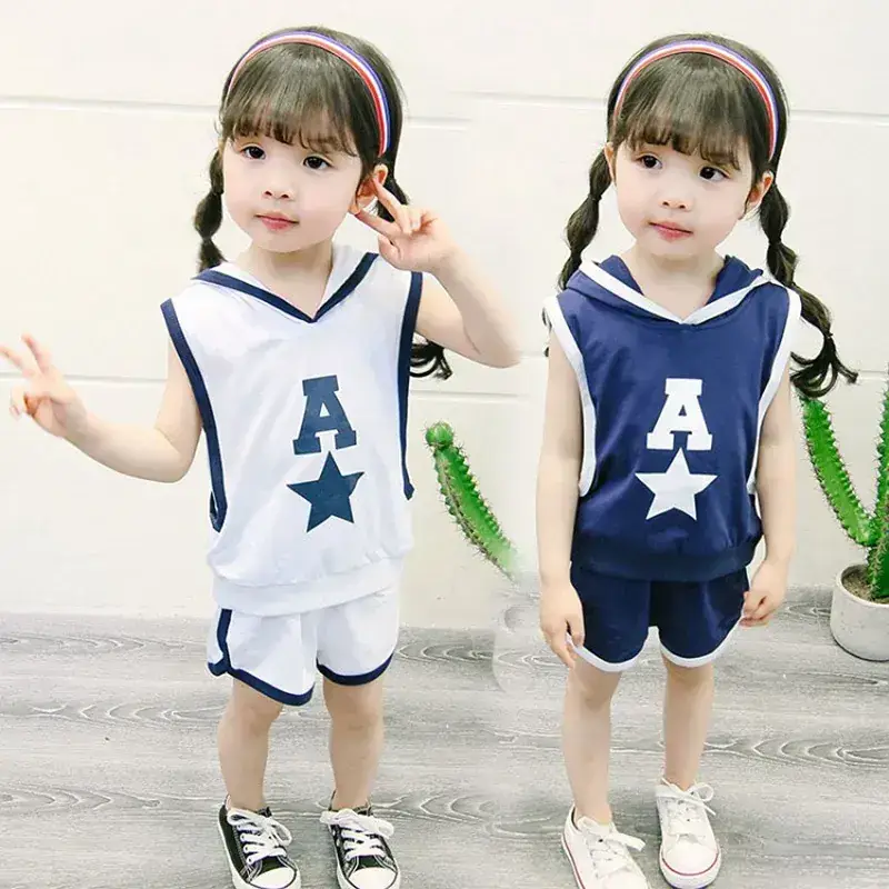 Kids Korean Style Vest Shorts Set Boys Girls Summer - Image 4