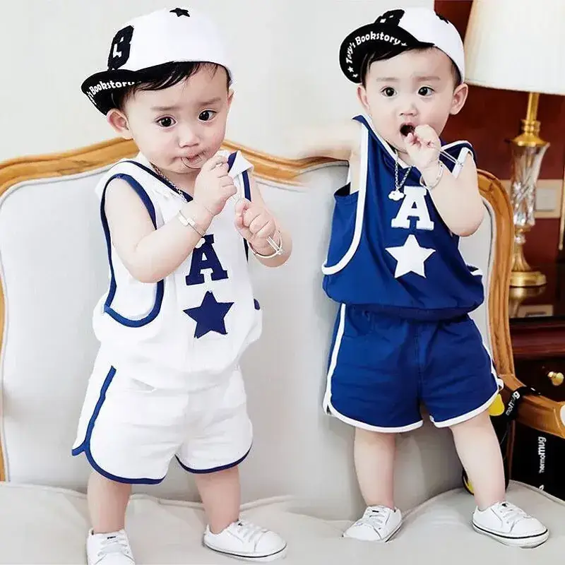 Kids Korean Style Vest Shorts Set Boys Girls Summer - Image 5