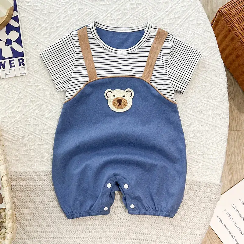 Baby Blue Striped Shorts Set for Boys Girls Newborn - Image 2