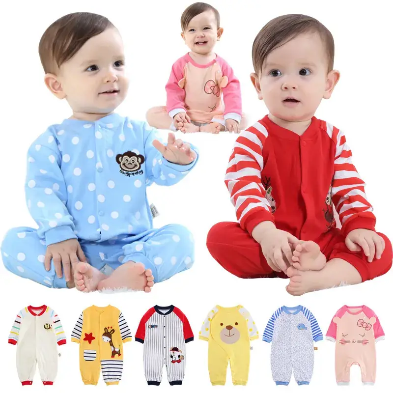 Newborn Korean Style Conjoined Clothes White Red Long Sleeve