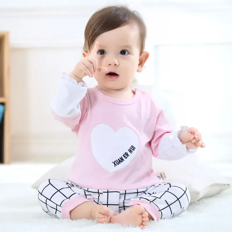 Newborn Korean Style Conjoined Clothes White Red Long Sleeve - Image 14
