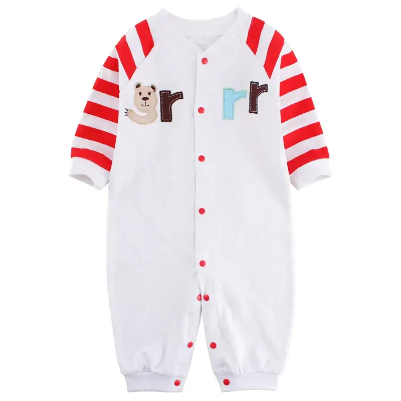 Newborn Korean Style Conjoined Clothes White Red Long Sleeve - Image 11