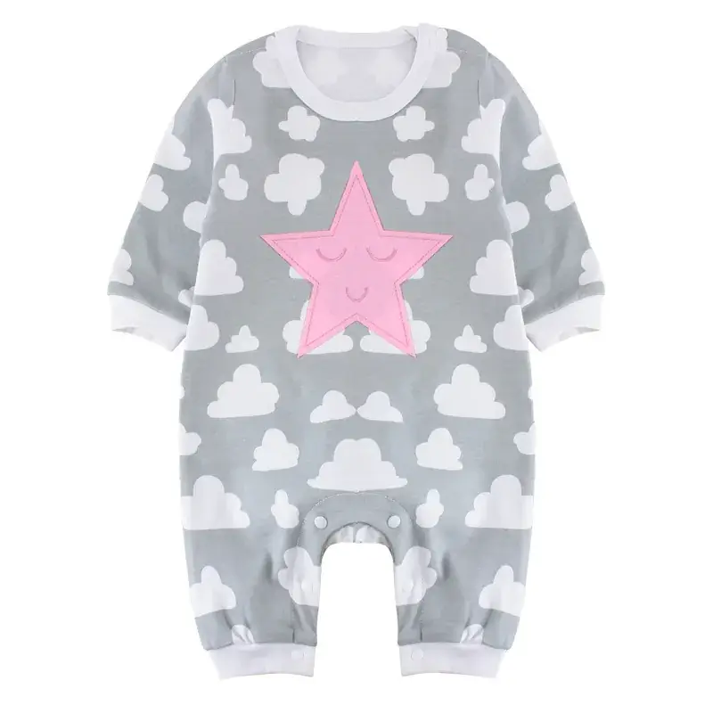 Newborn Korean Style Conjoined Clothes White Red Long Sleeve - Image 2
