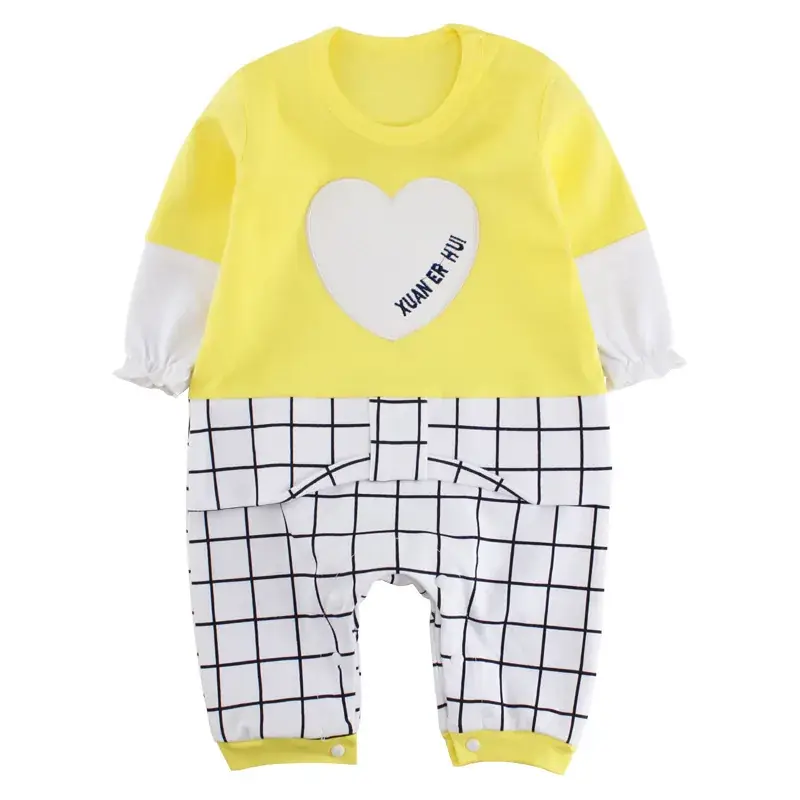 Newborn Korean Style Conjoined Clothes White Red Long Sleeve - Image 5