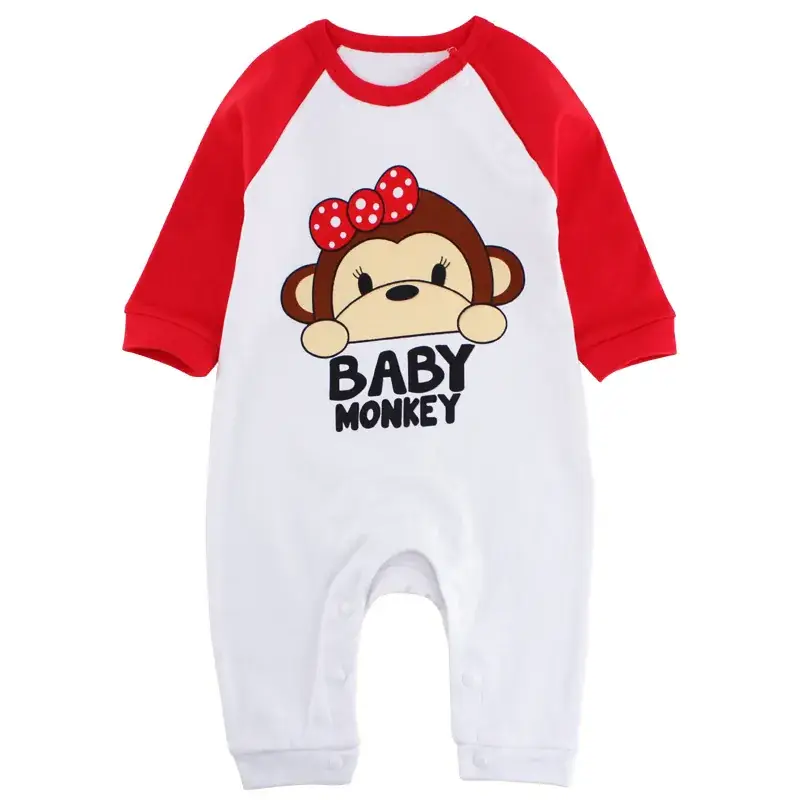Newborn Korean Style Conjoined Clothes White Red Long Sleeve - Image 7