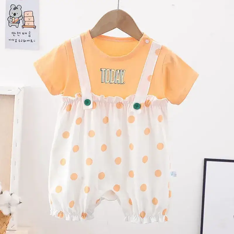Newborn Baby Fart Coat Orange Polka Dot Shorts Set - Image 6