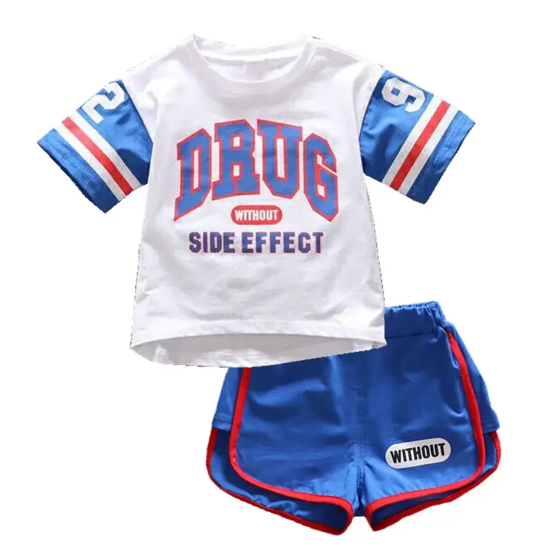 Korean Style Kids Short Sleeve Suit Red Blue Black