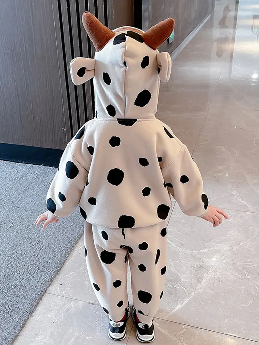 Girls Fleece Polka Dot Hoodie Pants Set - Image 6
