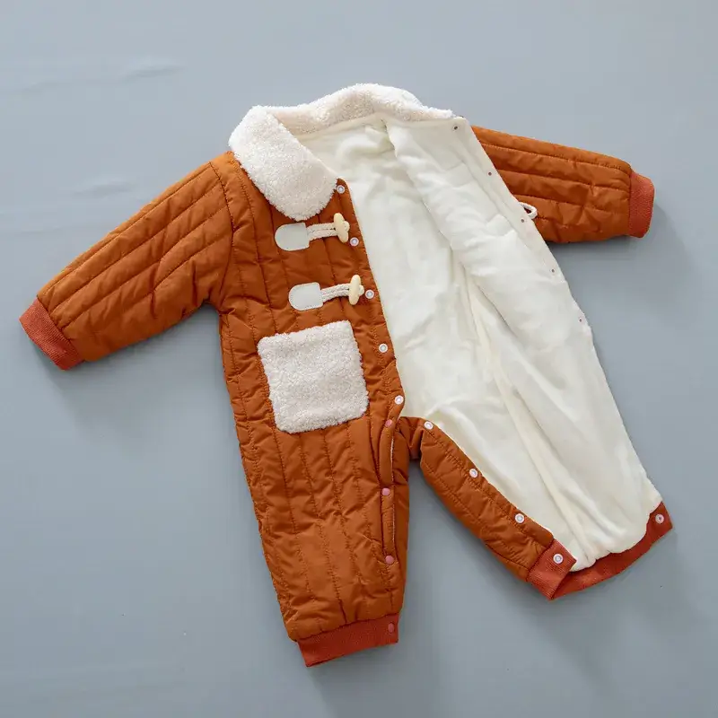 Baby Fleece Lined Quilted One-Piece Winter Romper