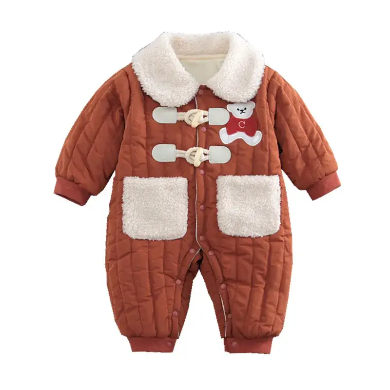 Baby Fleece Lined Quilted One-Piece Winter Romper