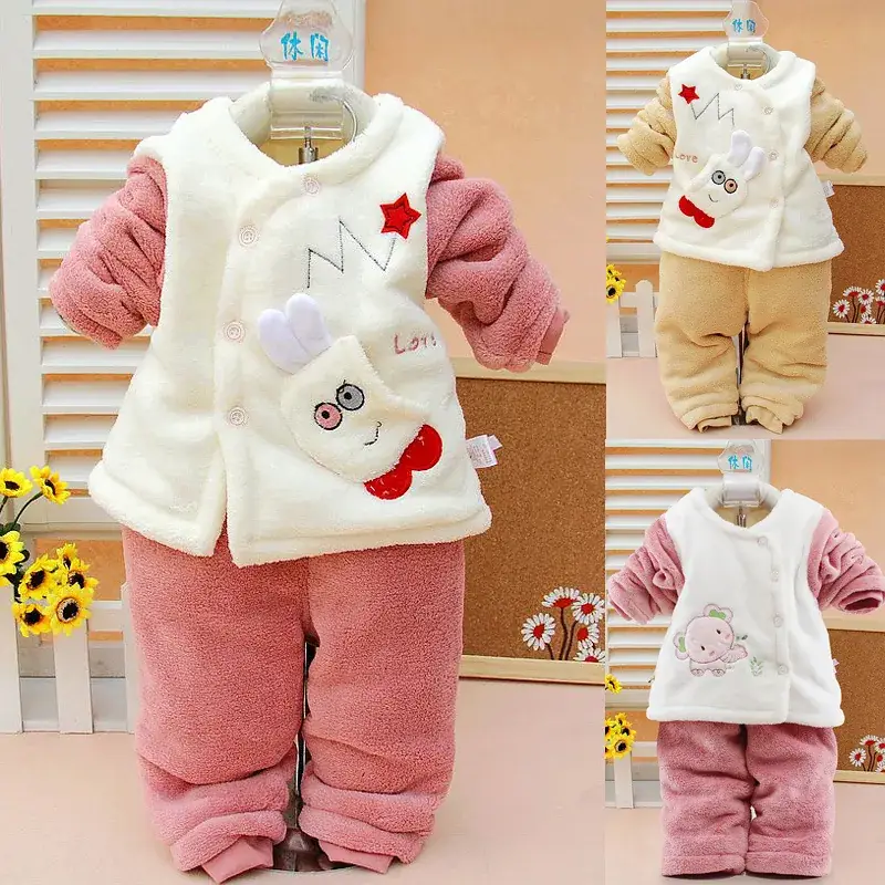 Newborn Baby Coral Fleece Suit White Beige Coat Outgoing Spring Autumn - Image 4