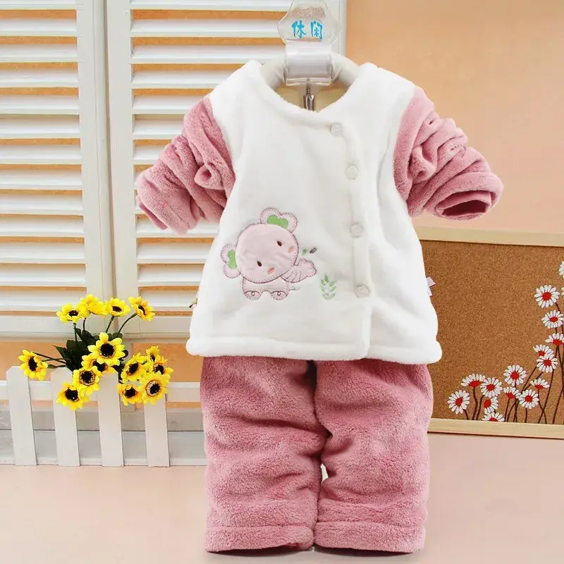Newborn Baby Coral Fleece Suit White Beige Coat Outgoing Spring Autumn - Image 2