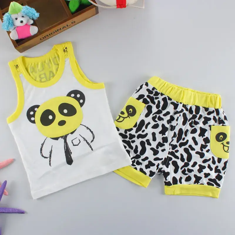 Baby Sleeveless Sports Vest Shorts Set Mint Striped - Image 15