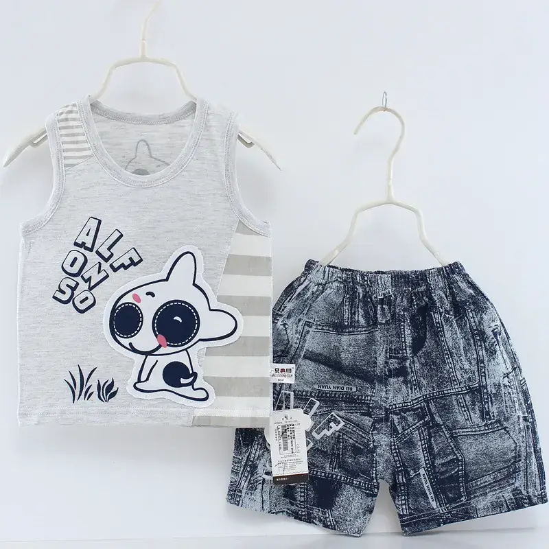 Baby Sleeveless Sports Vest Shorts Set Mint Striped - Image 8