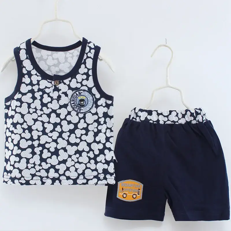 Baby Sleeveless Sports Vest Shorts Set Mint Striped - Image 10