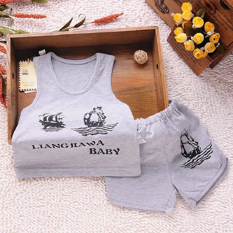 Baby Sleeveless Sports Vest Shorts Set Mint Striped - Image 11