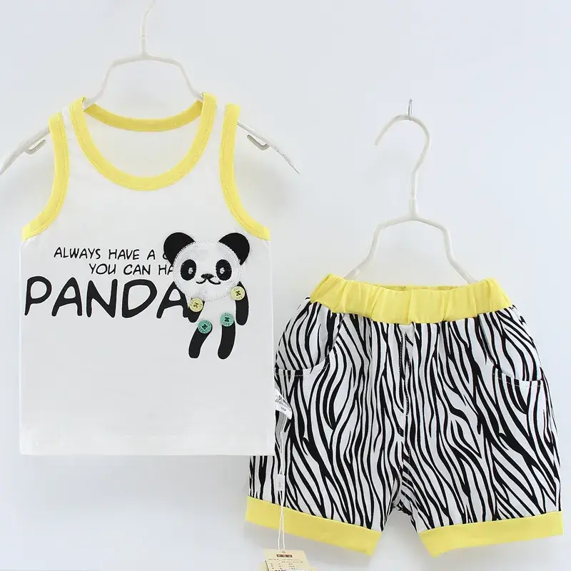 Baby Sleeveless Sports Vest Shorts Set Mint Striped - Image 2