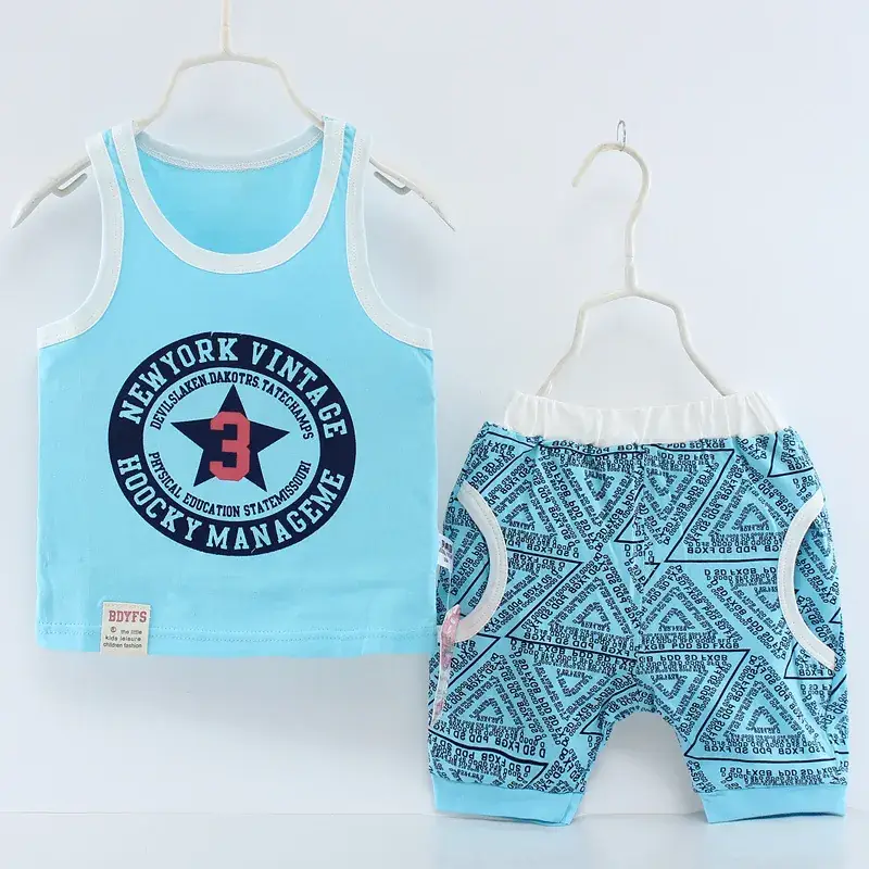 Baby Sleeveless Sports Vest Shorts Set Mint Striped - Image 5