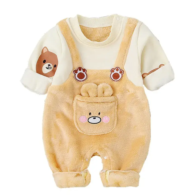 Baby Fleece Warm Jump Suit Pink Fleece Lined Newborn Outfit - Image 7