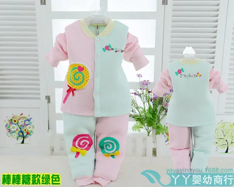 Children Thermal Underwear Set Pink Blue 3Yrs Spring Autumn — feature 2