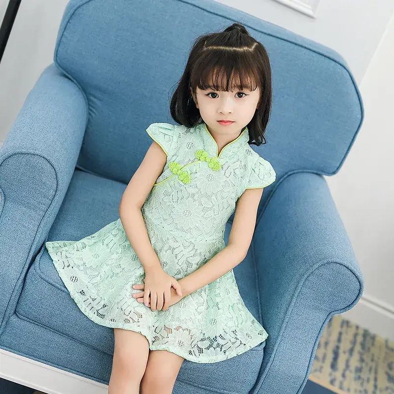 Red Lace Mesh Girl's Dress for Summer - Image 2