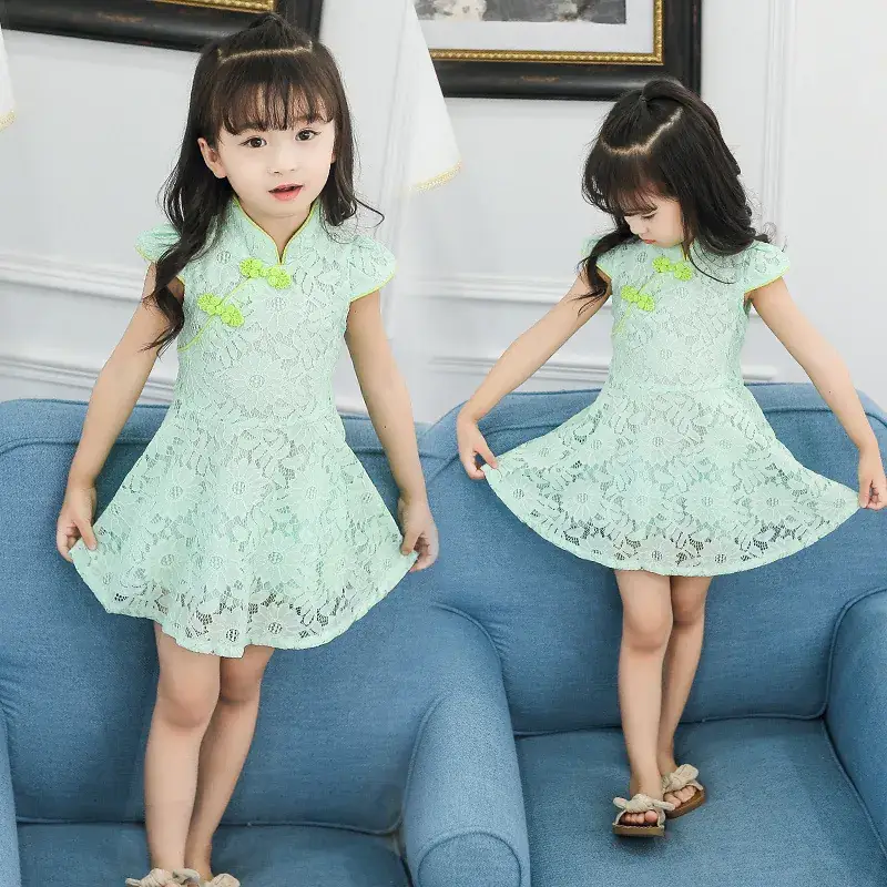 Red Lace Mesh Girl's Dress for Summer - Image 4
