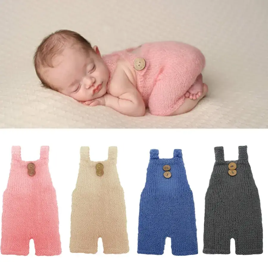 Newborn Pink Mohair Photo Jumpsuit for Baby - Image 5