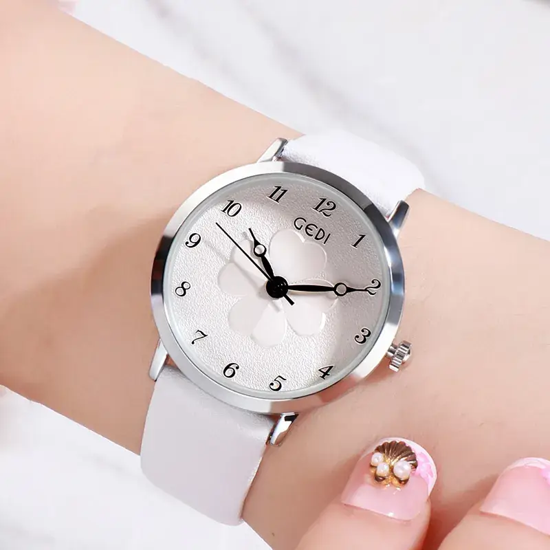 Women's Pink Flower Belt Watch with Rose Gold Case - Image 4