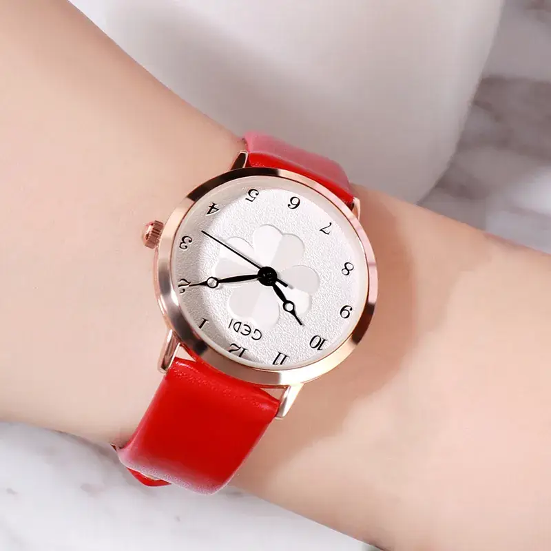 Women's Pink Flower Belt Watch with Rose Gold Case - Image 5