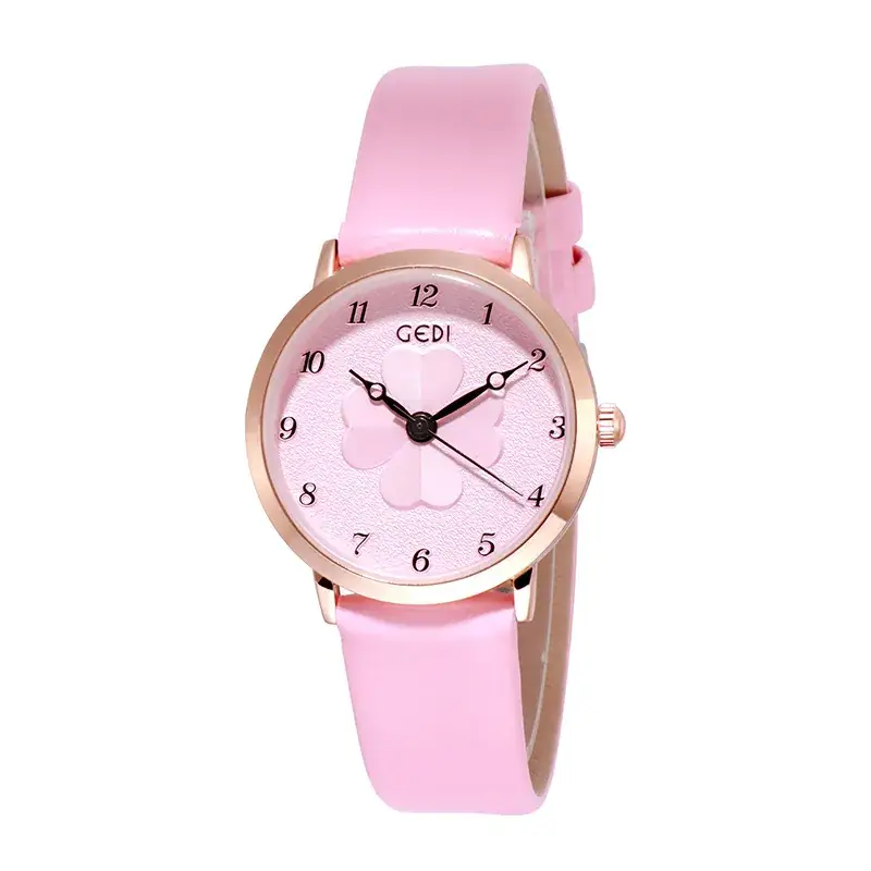 Women's Pink Flower Belt Watch with Rose Gold Case - Image 7