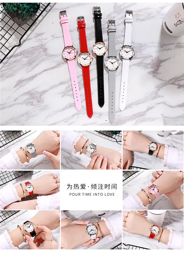 Women's Pink Flower Belt Watch with Rose Gold Case — feature 10