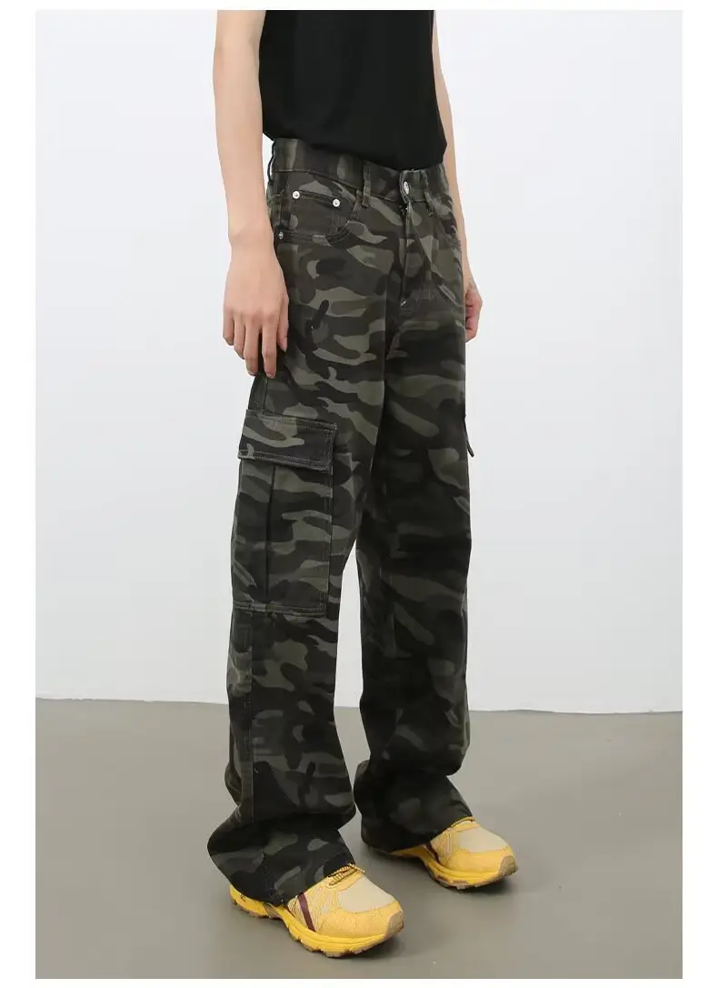 Men Camouflage Cargo Pants 2025 Wide Leg Multi Pocket — feature 2