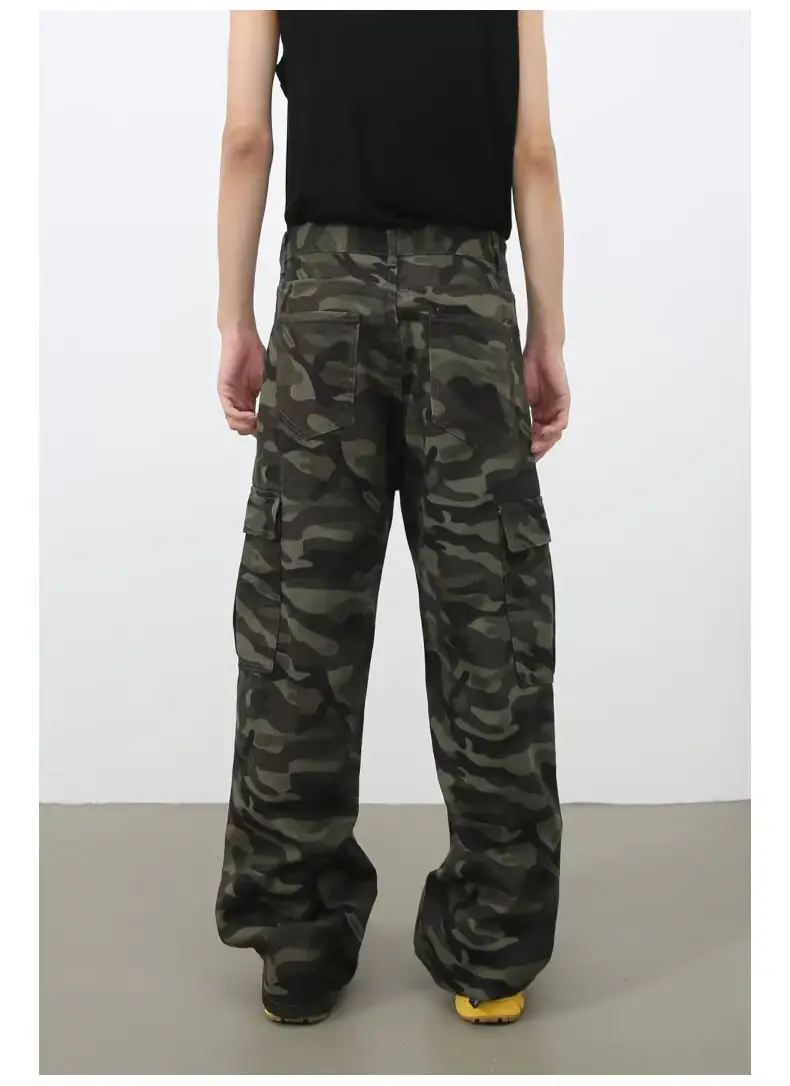 Men Camouflage Cargo Pants 2025 Wide Leg Multi Pocket — feature 4