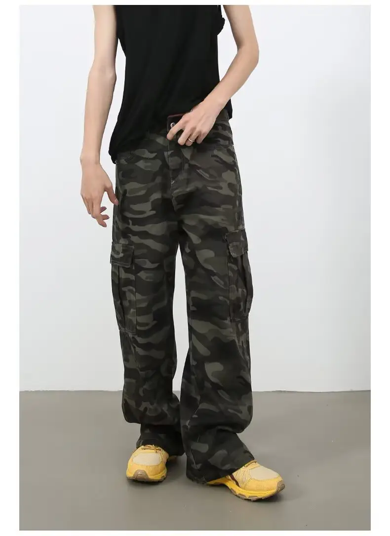 Men Camouflage Cargo Pants 2025 Wide Leg Multi Pocket — feature 7